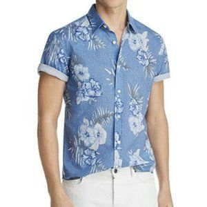 Bloomingdale's Classic-Fit Blue Floral Shirt XL